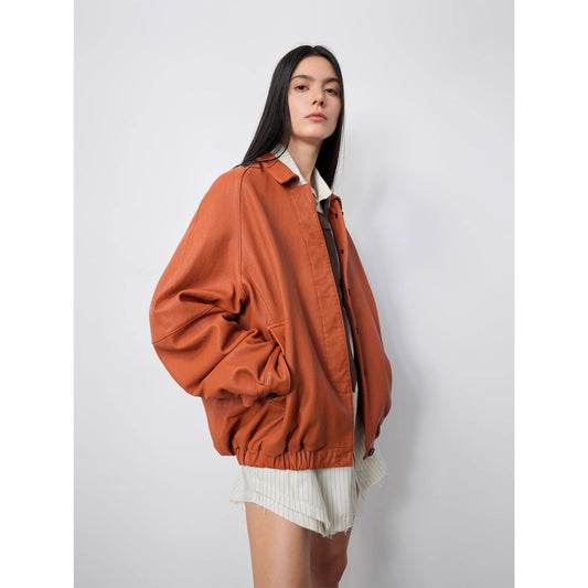 Heavy Wash Waxed Sheepskin Jacket Genuine Leather Outerwear "Sydney Reincarnation" "Sydney Reincarnation"-1