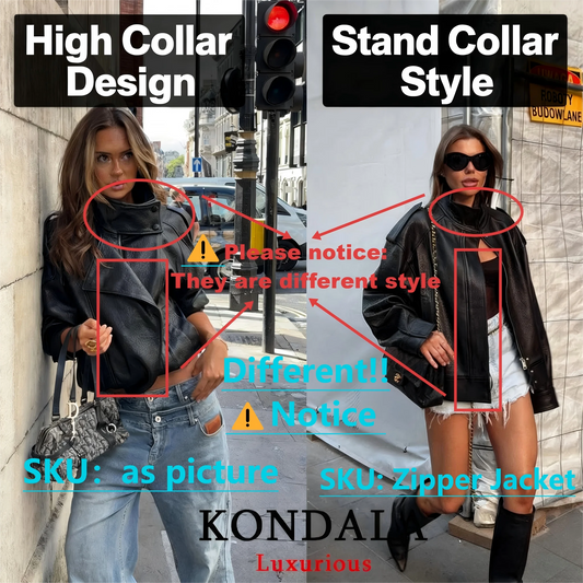 KONDALA Casual Chic Giacche di pelle nera Donna Manica lunga Bottoni Elastico Cappotti oversize Moda 2025 Autunno Cappotti streetwear