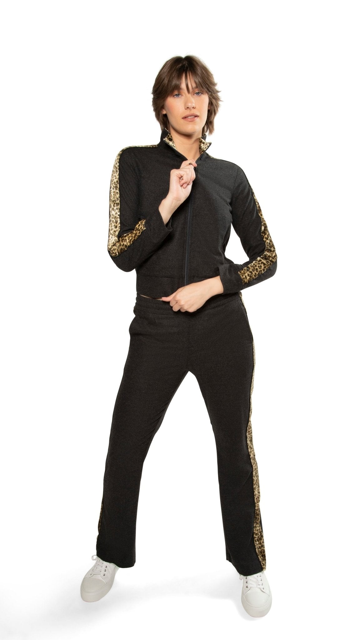 Animal Print Sleeve - Stripe Track Jacket - StepByStep