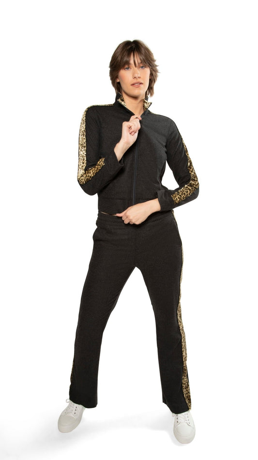 Animal Print Sleeve - Stripe Track Jacket - StepByStep