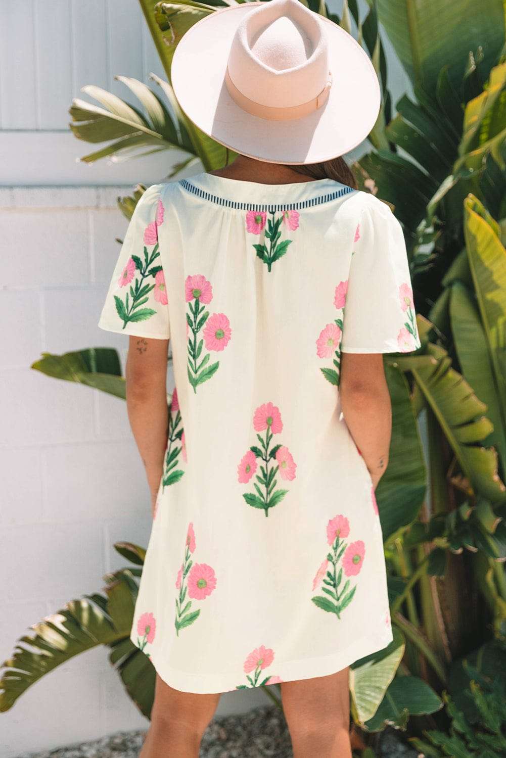 Apricot Floral Summer Mini Dress - StepByStep
