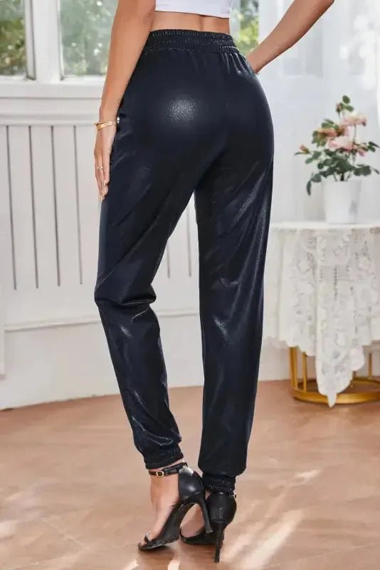 Black Elastic Waist Pebble Joggers - StepByStep