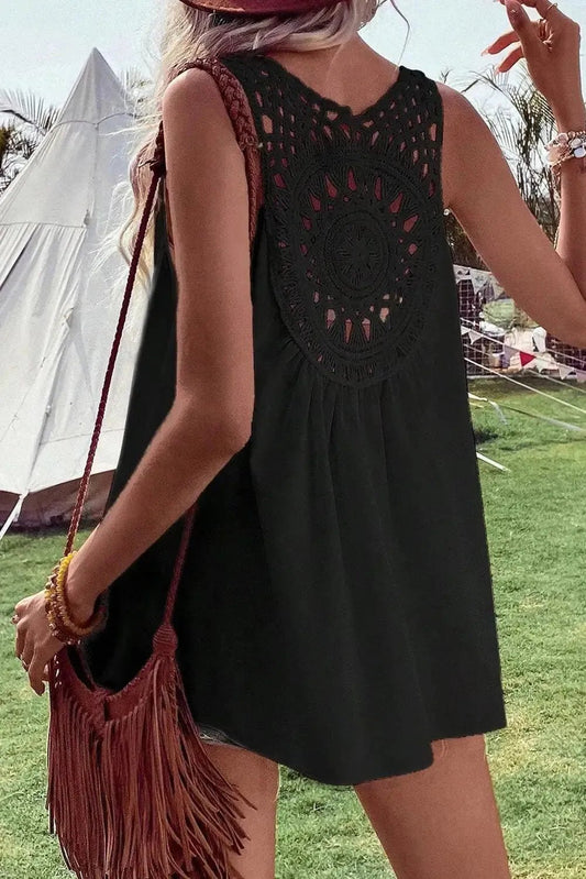 Bohemian Crochet Patchwork Sleeveless Tunic - StepByStep