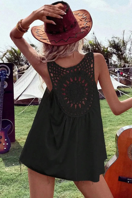 Bohemian Crochet Patchwork Sleeveless Tunic - StepByStep