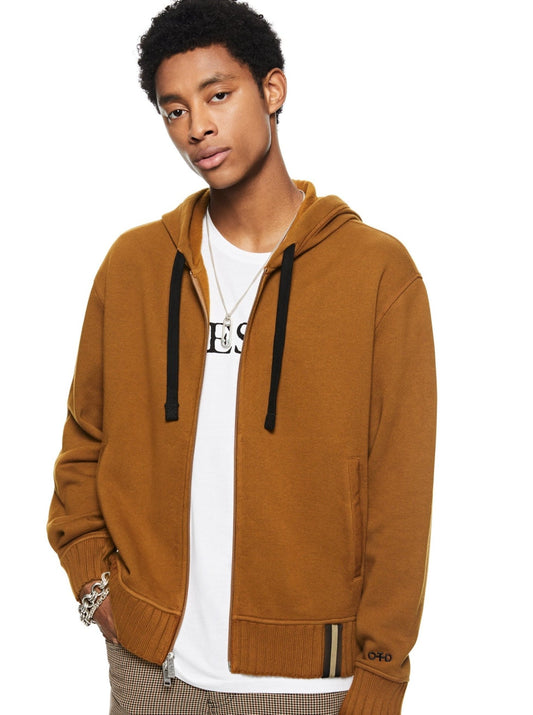 Brushed French Terry Zipped Hoodie (Copper) - StepByStep