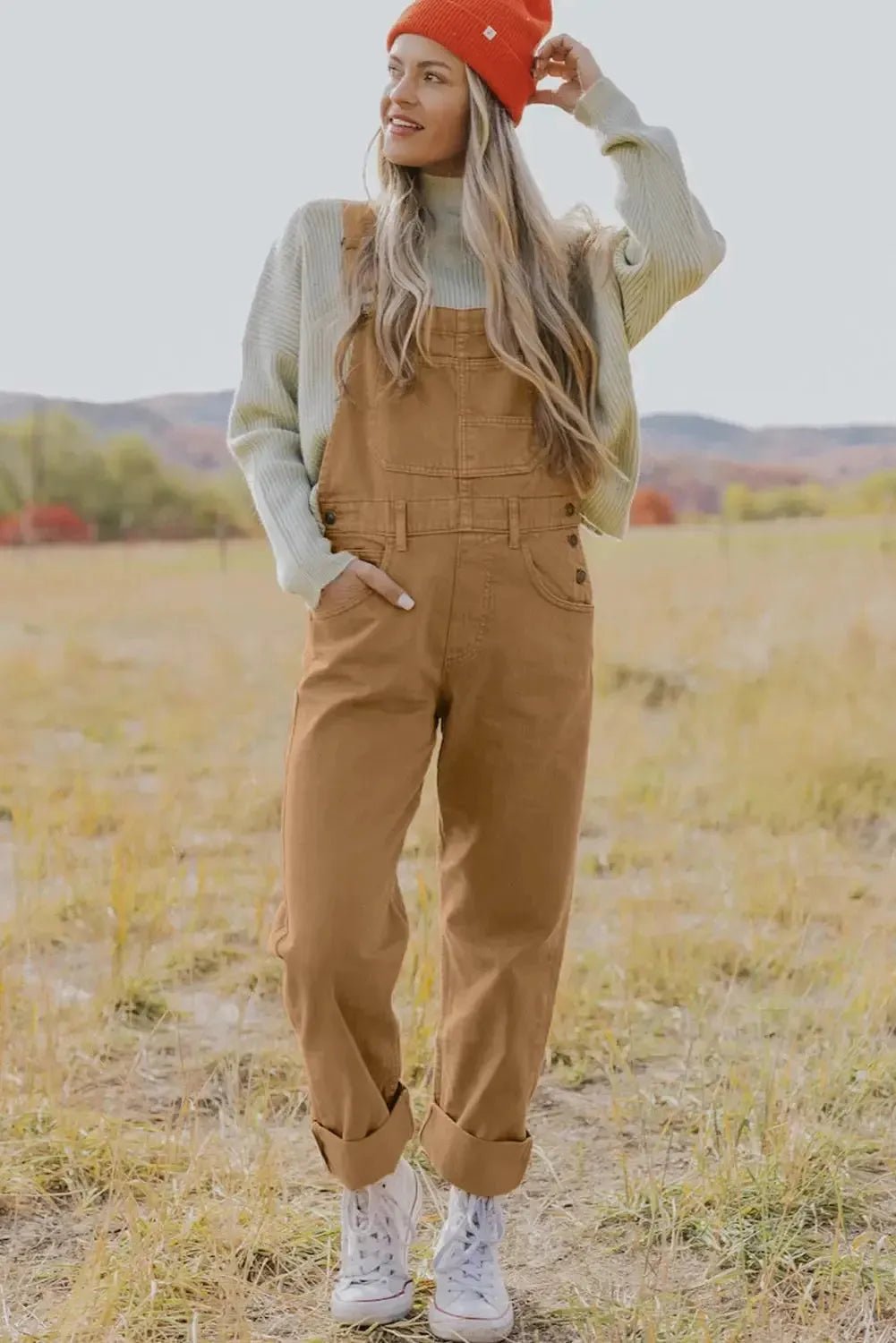 Buckle Strap Cargo Denim Overalls - StepByStep