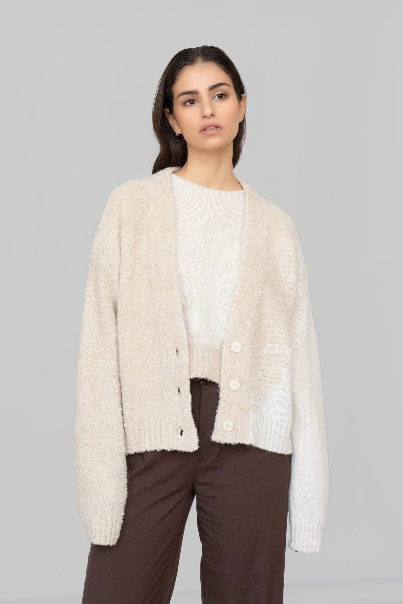 Cardigan Boucle' in Lana e Alpaca - Tecla - StepByStep