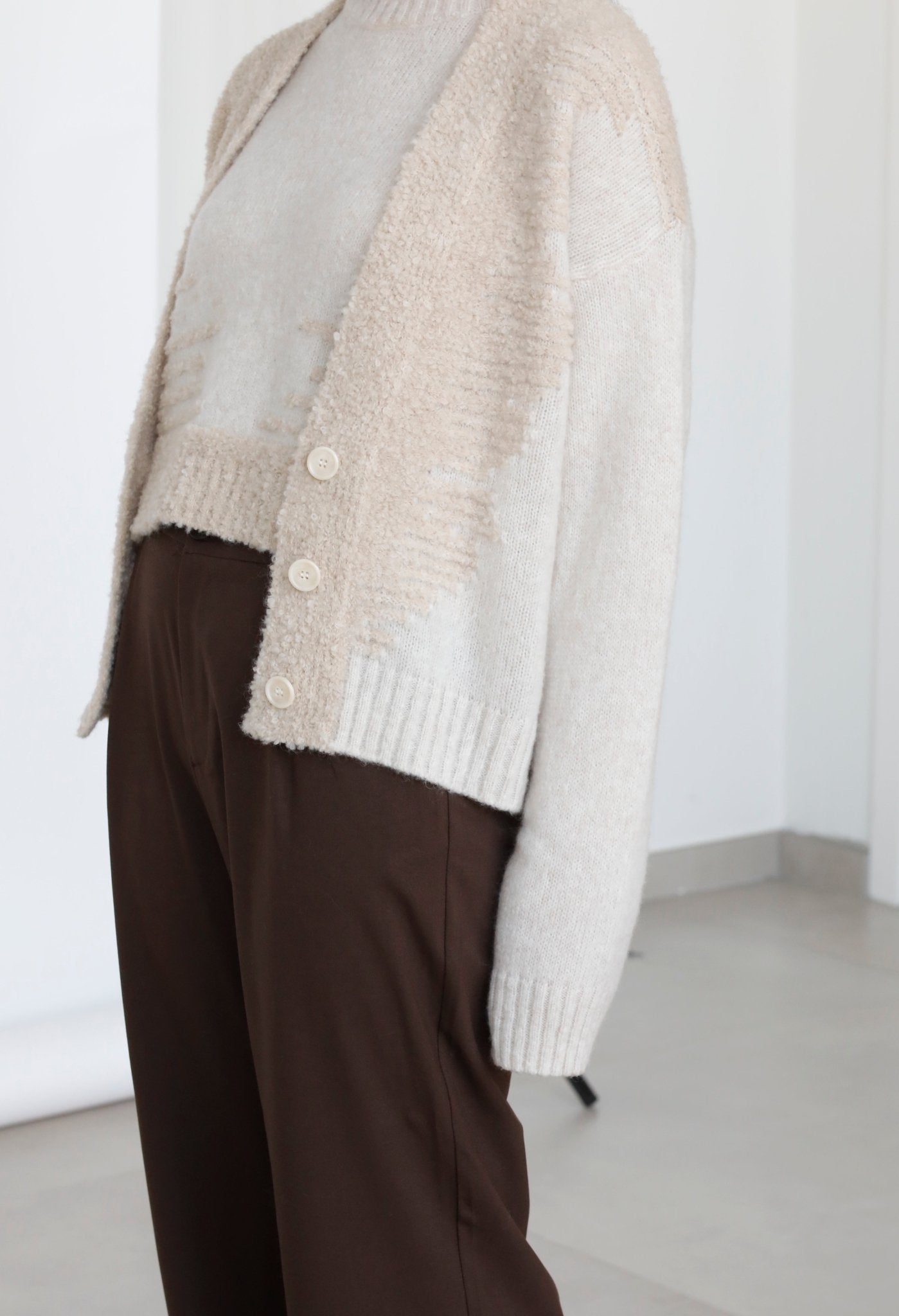 Cardigan Boucle' in Lana e Alpaca - Tecla - StepByStep