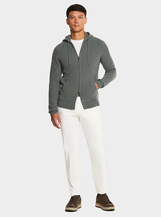 Cardigan full zip a coste in misto cashmere - StepByStep