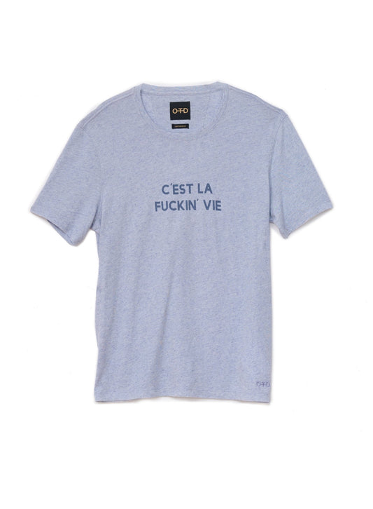 "c'est la fuckin vie" Graphic Short Sleeve Knit Tee - StepByStep