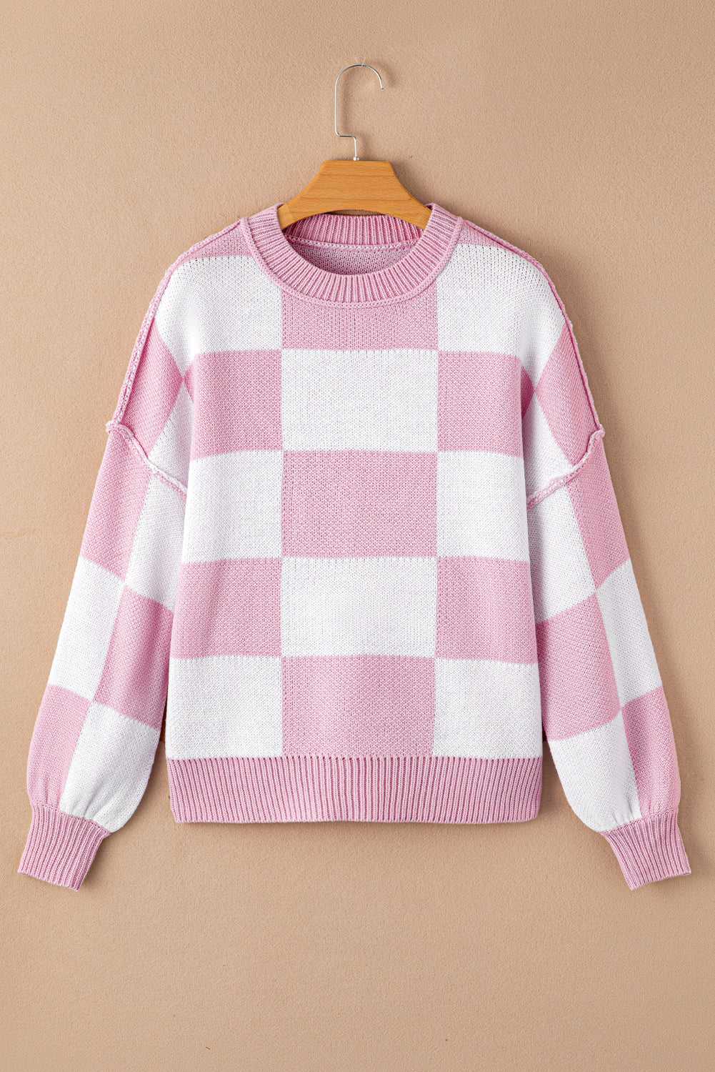 Checkered Bishop Sleeve Sweater - StepByStep