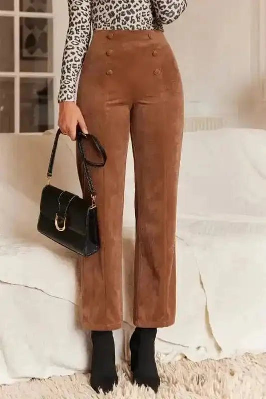 Chestnut Elegance Double - Breasted Pants - StepByStep