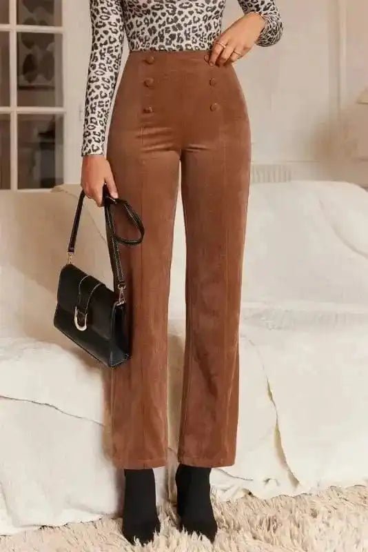 Chestnut Elegance Double - Breasted Pants - StepByStep