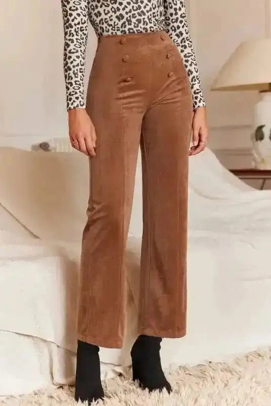 Chestnut Elegance Double - Breasted Pants - StepByStep