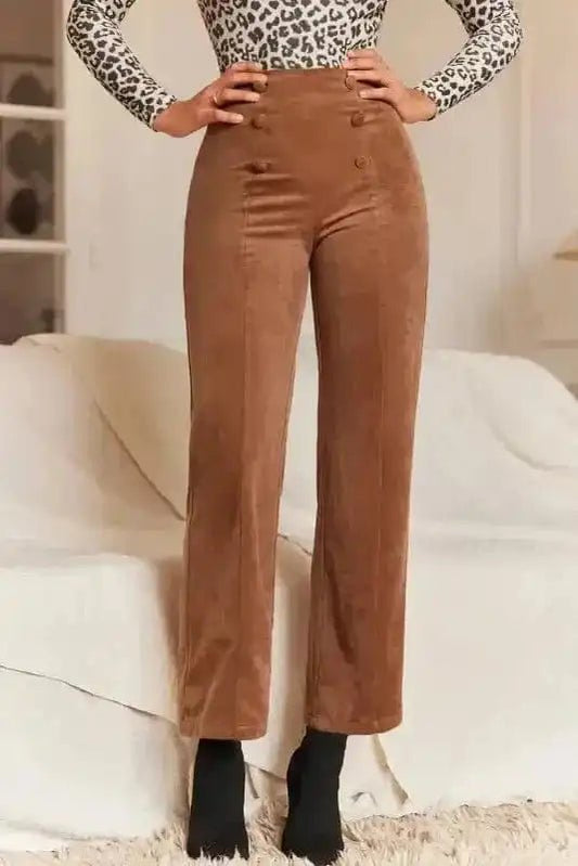 Chestnut Elegance Double - Breasted Pants - StepByStep