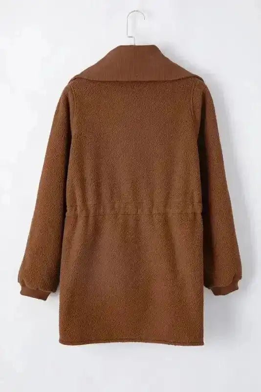 Cozy Brown Half - Zip Fleece Pullover Jacket - StepByStep