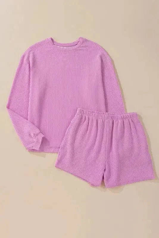 Cozy Corded Loungewear Shorts Set - StepByStep
