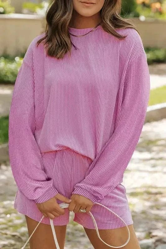 Cozy Corded Loungewear Shorts Set - StepByStep