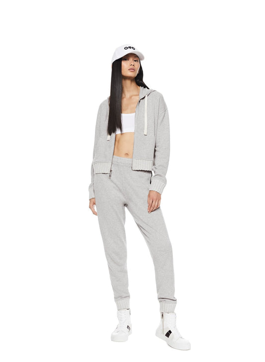 Cropped Zip Hoodie (Light Grey Heather) - StepByStep
