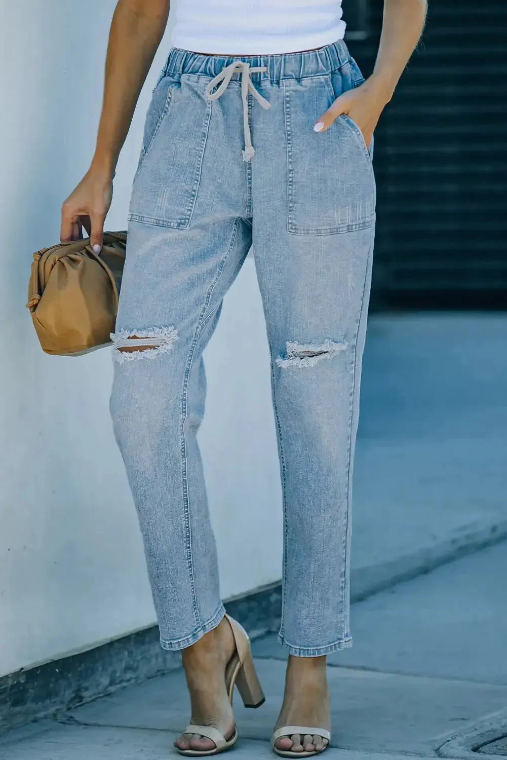 Distressed Denim Joggers - StepByStep