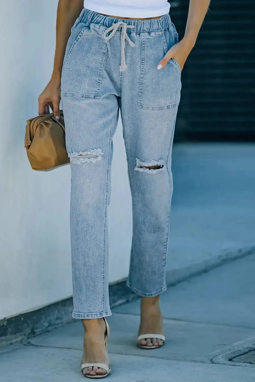 Distressed Denim Joggers - StepByStep