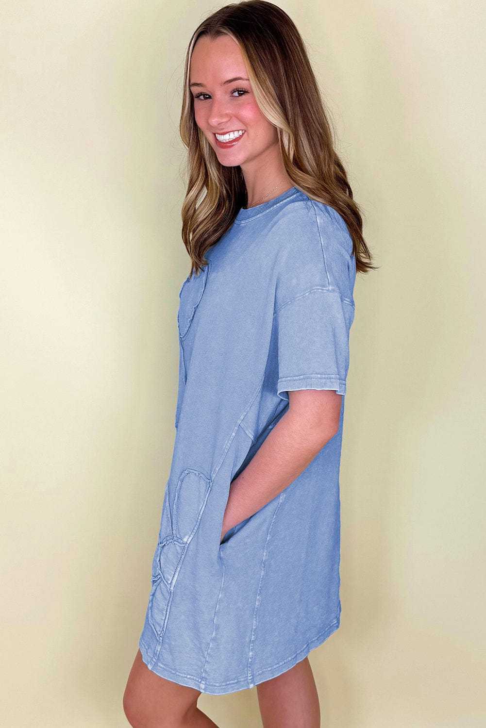 Flower Mini T-Shirt Dress - StepByStep