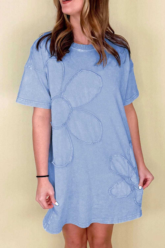 Flower Mini T-Shirt Dress - StepByStep