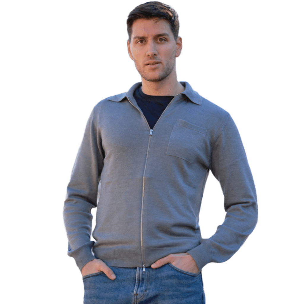 Giacca Uomo Misto Cashmere, Seta, Lana Merino Extrafine chiusura Zip - StepByStep