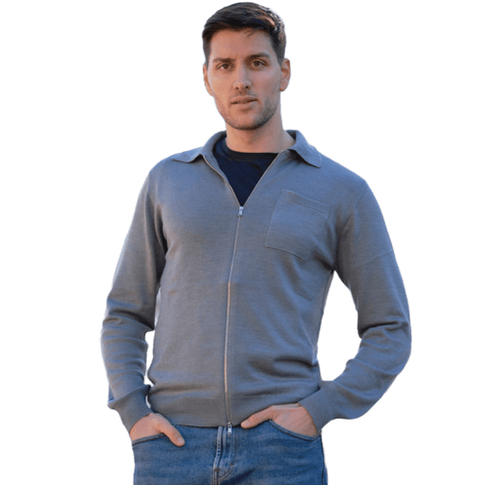 Giacca Uomo Misto Cashmere, Seta, Lana Merino Extrafine chiusura Zip - StepByStep