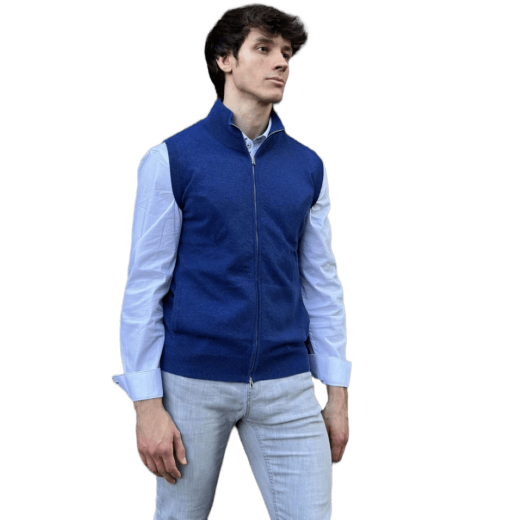 Giacca Uomo Senza Maniche 100% Cashmere con chiusura Zip - StepByStep