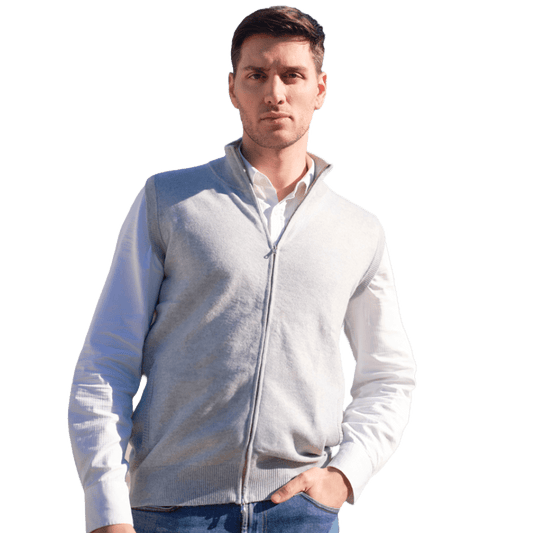 Giacca Uomo Senza Maniche 100% Cashmere con chiusura Zip - StepByStep
