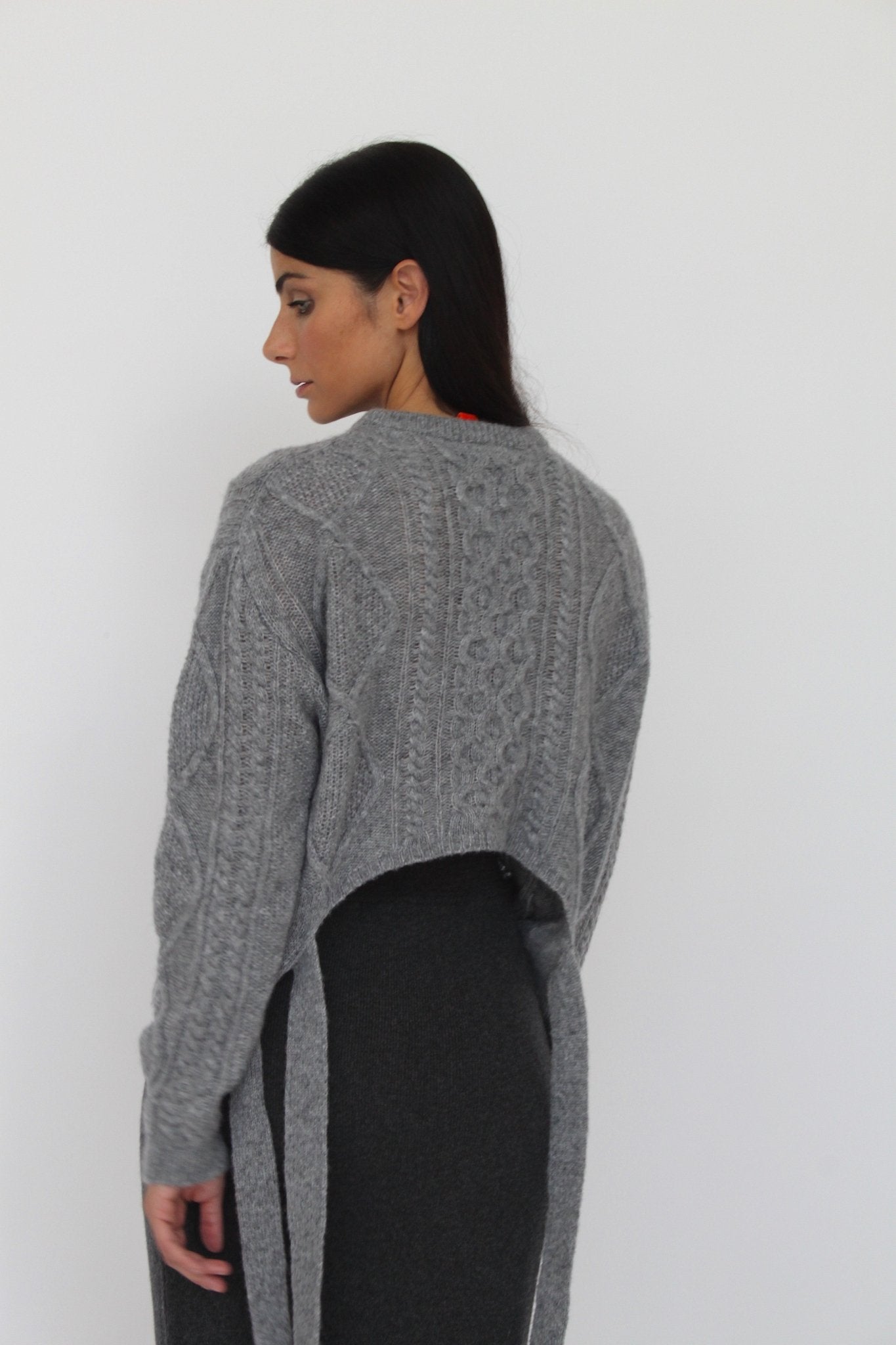 Girocollo a trecce con fiocchi in Lana Merinos - Celeste - StepByStep