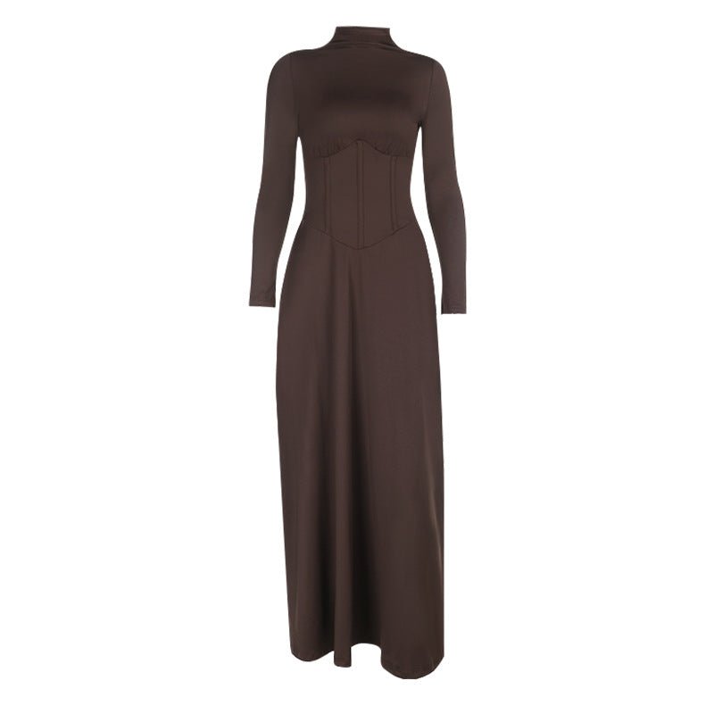 High Neck Waist - Cinched Slit Dress For Women, Elegant, Fifth Avenue, BYMANYC New York. - StepByStep