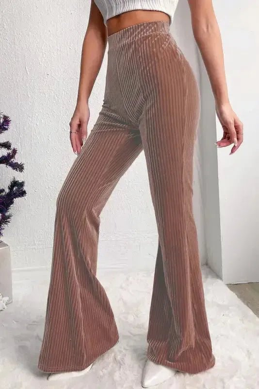 High Waist Flare Corduroy Pants - StepByStep