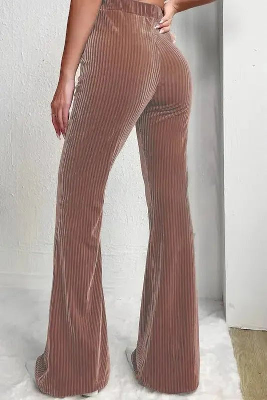 High Waist Flare Corduroy Pants - StepByStep