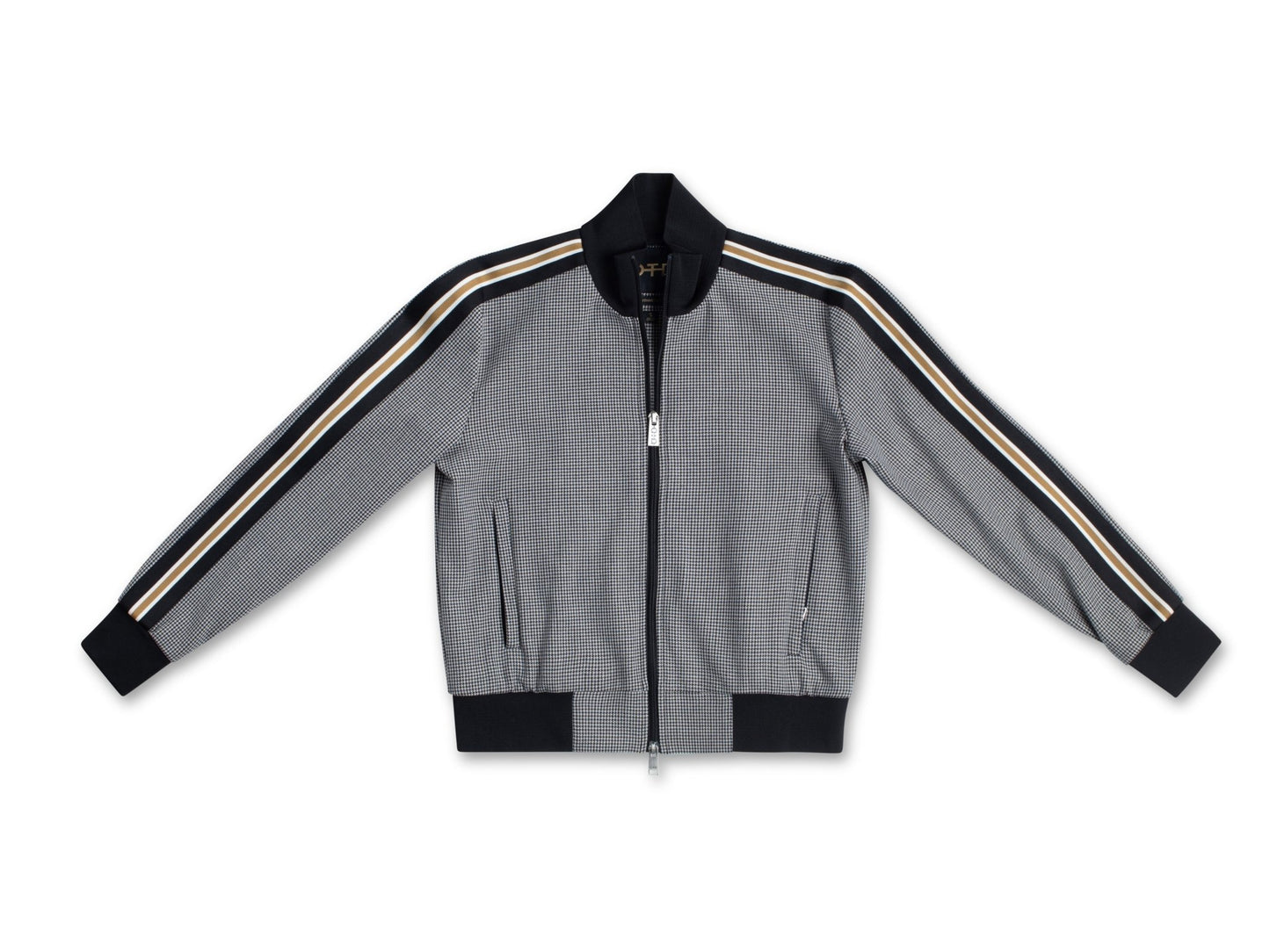 Houndstooth Track Jacket With Side Tape Detail - StepByStep