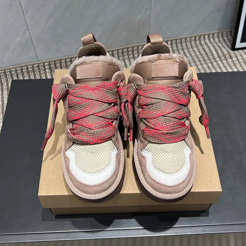 Inverno Mel Taglio basso Moda Versatile Scarpe casual Fondo piatto Comodi e caldi Stivali da neve in vera pelliccia da donna - StepByStep