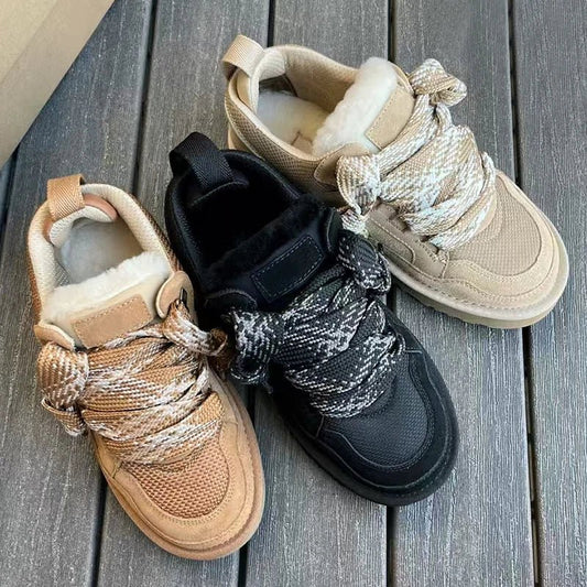 Inverno Mel Taglio basso Moda Versatile Scarpe casual Fondo piatto Comodi e caldi Stivali da neve in vera pelliccia da donna - StepByStep