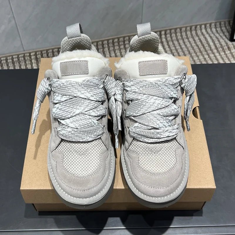 Inverno Mel Taglio basso Moda Versatile Scarpe casual Fondo piatto Comodi e caldi Stivali da neve in vera pelliccia da donna - StepByStep