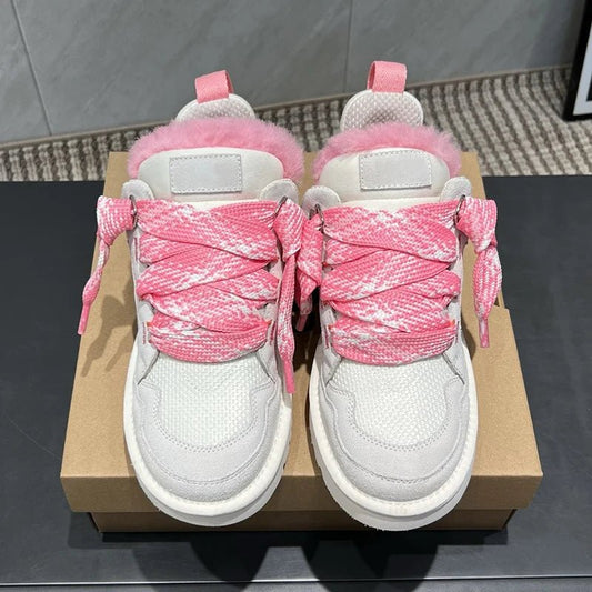 Inverno Mel Taglio basso Moda Versatile Scarpe casual Fondo piatto Comodi e caldi Stivali da neve in vera pelliccia da donna - StepByStep