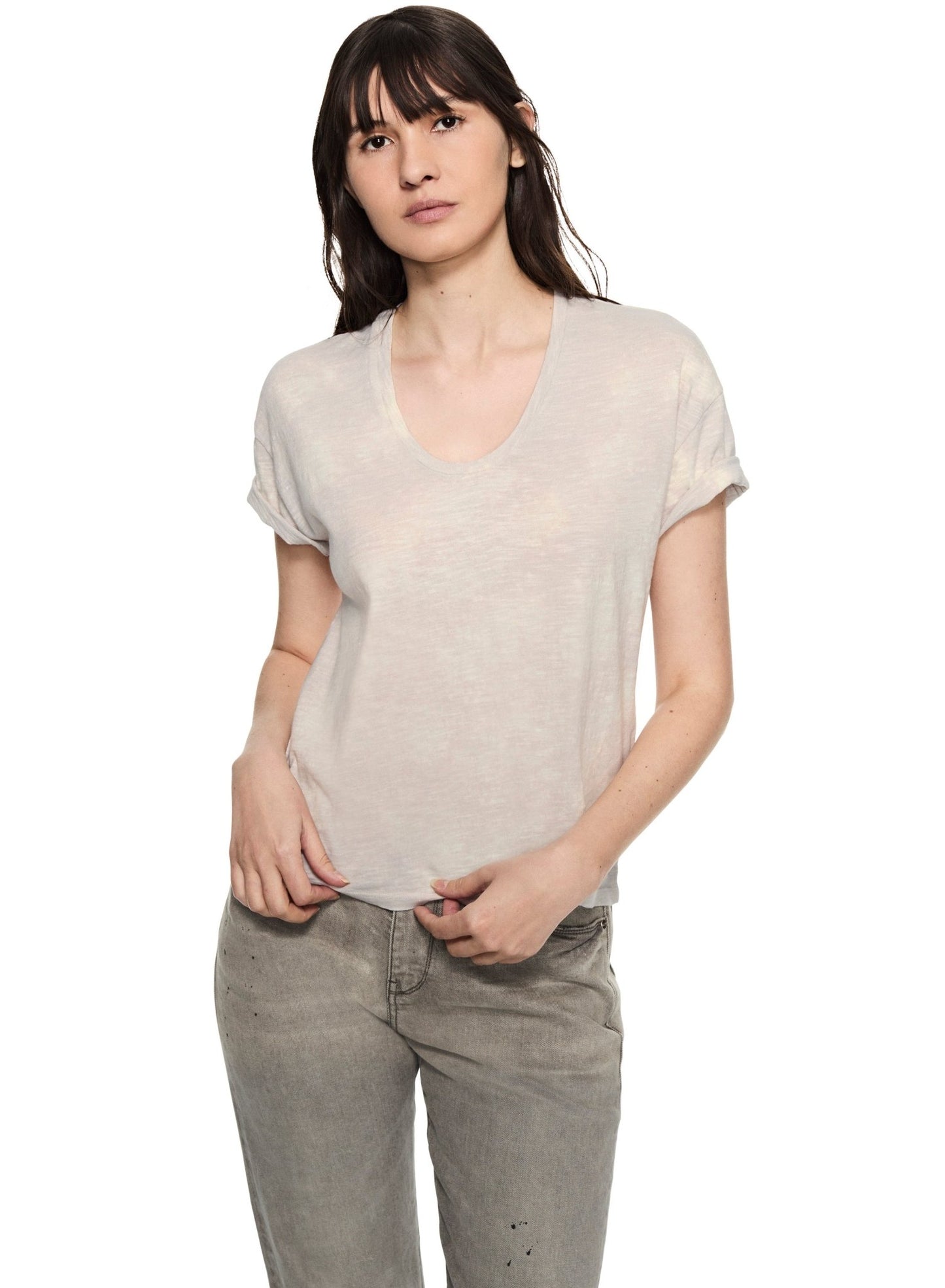 Jersey Scoop - Neck Tee (Pearl Grey) - StepByStep