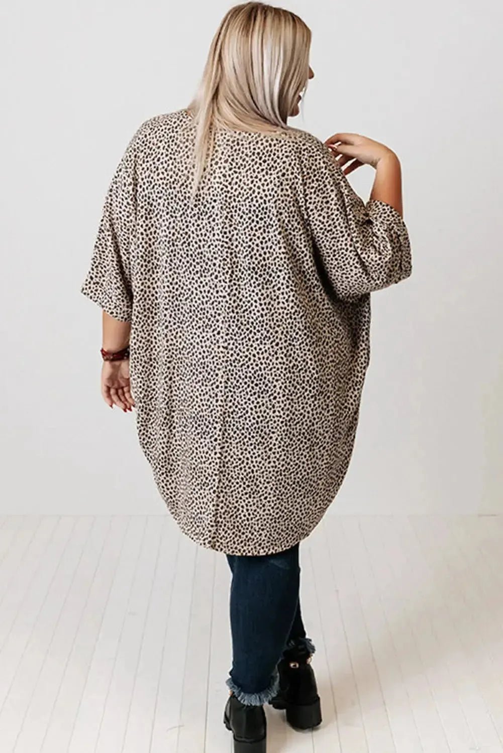 Khaki Leopard Print Cardigan - Plus Size - StepByStep
