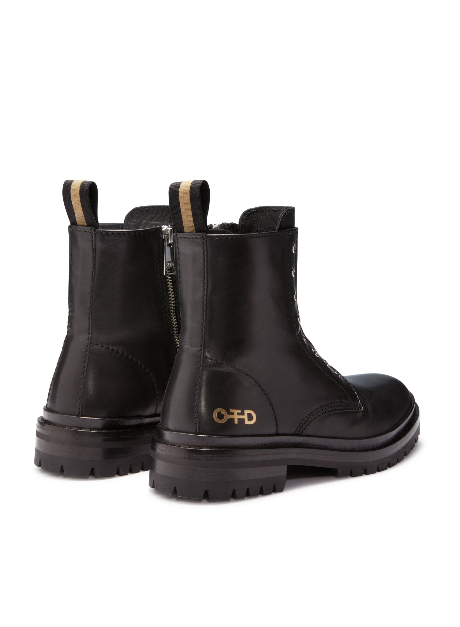 Laceless Leather Combat Boots (Black) - StepByStep