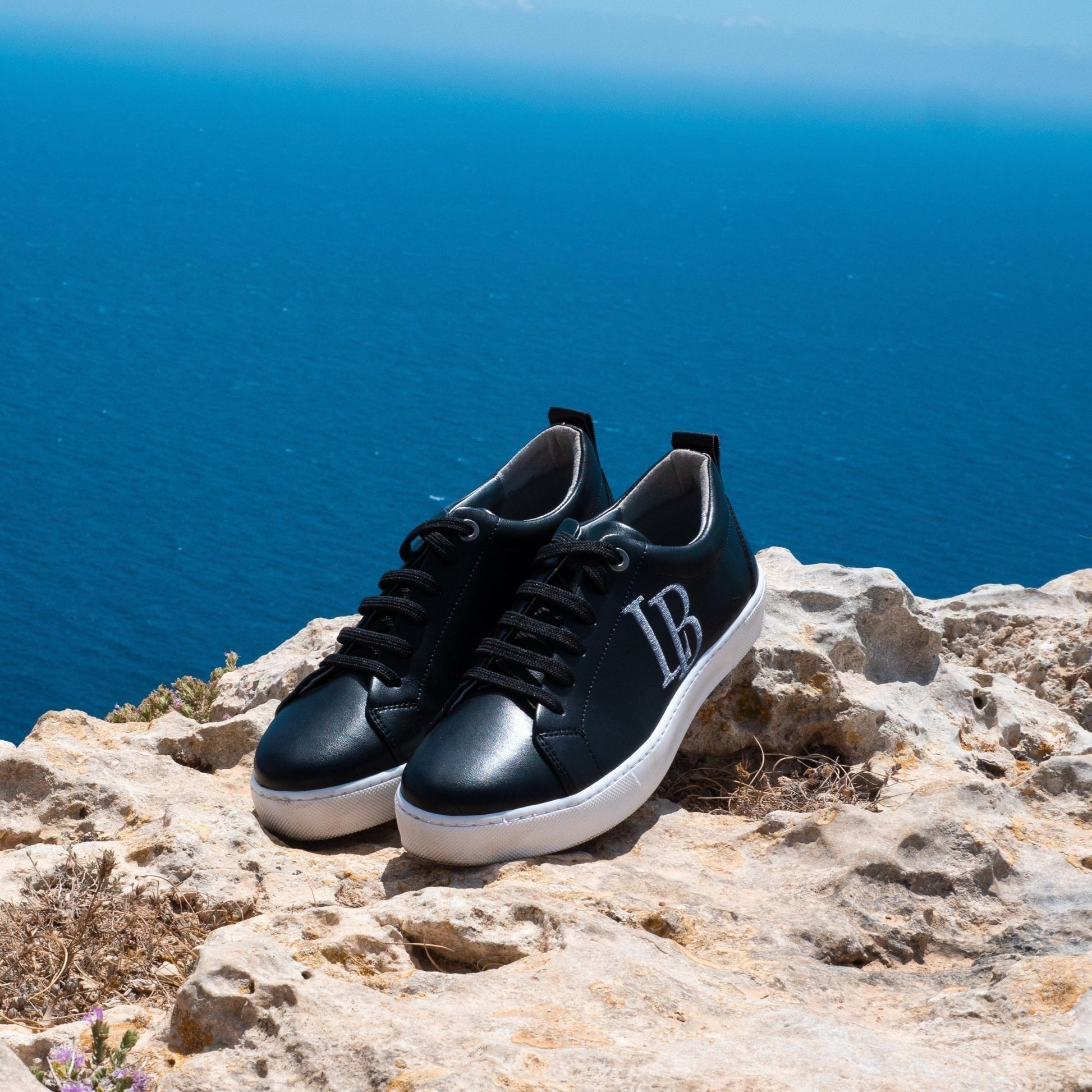 LB Black Apple Leather Sneakers for Women - StepByStep