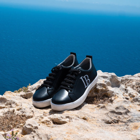 LB Black Apple Leather Sneakers for Women - StepByStep