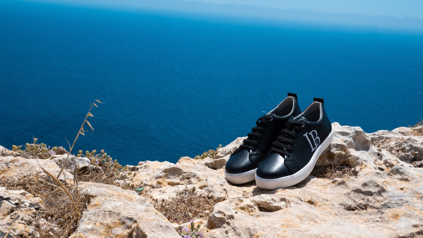 LB Black Apple Leather Sneakers Men - StepByStep