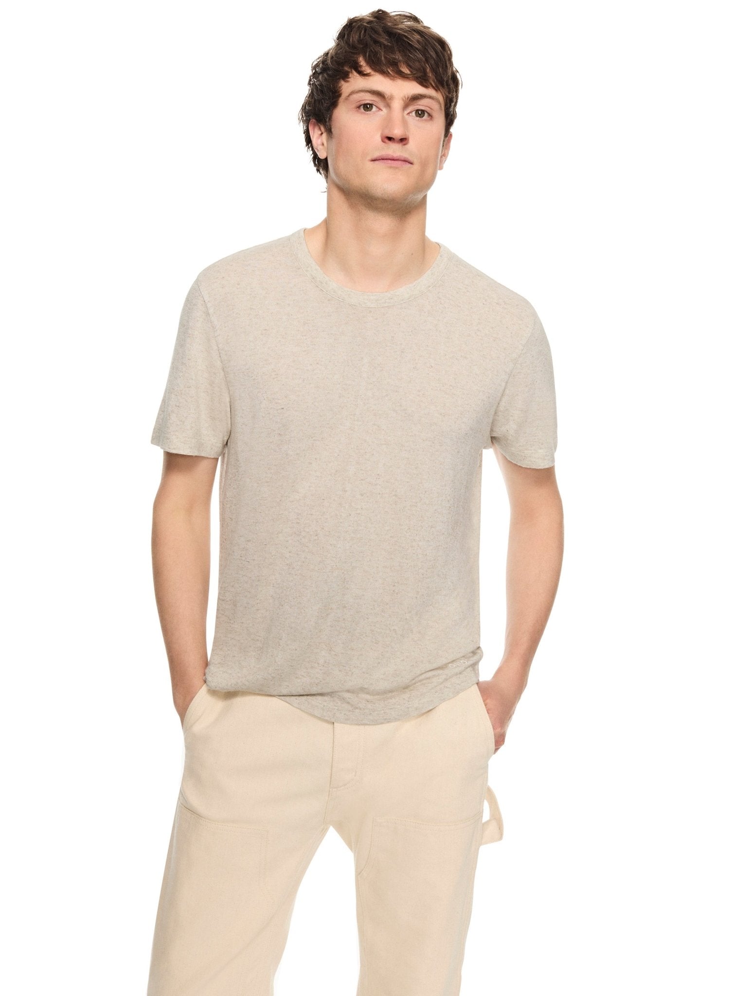 Linen - Blend Crewneck Tee (Oatmeal Melange) - StepByStep