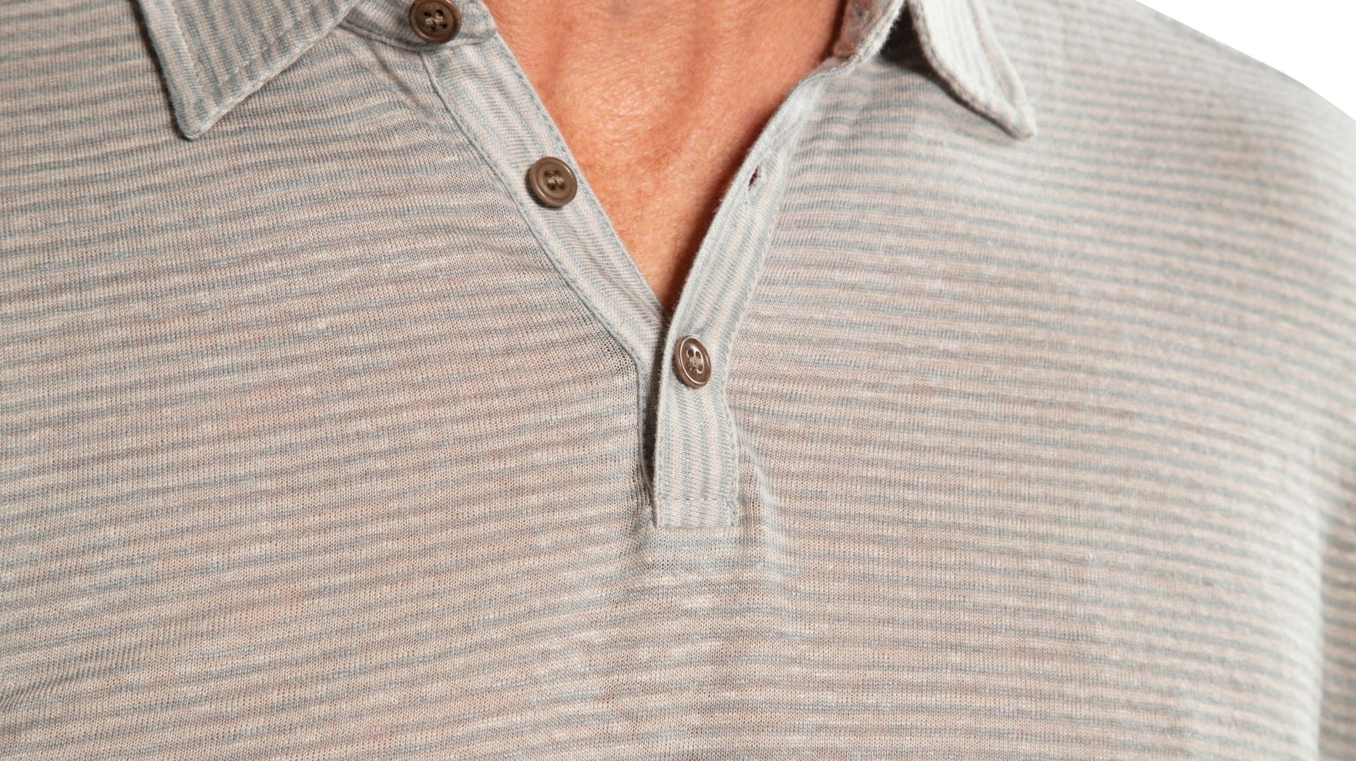 Linen Stripe Polo Shirt (Blue Slate) - StepByStep