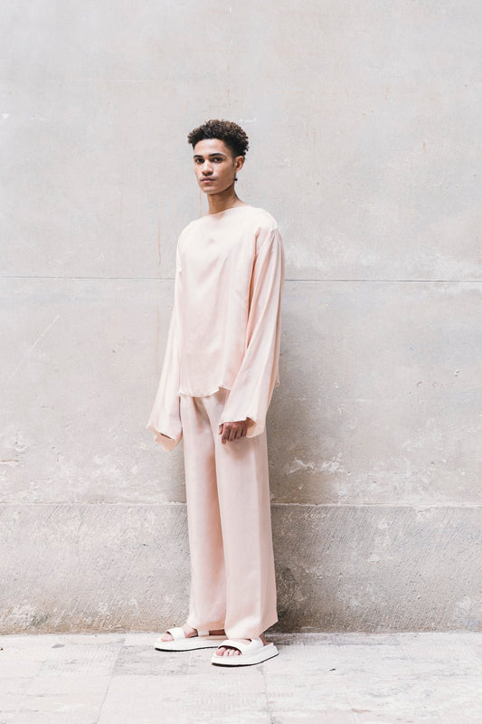 Long Wide Pants 100% BEMBERG Cyclamen/Powder Pink - StepByStep