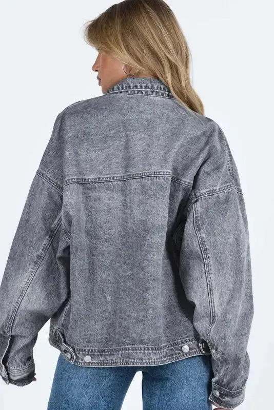 Loose Denim Jacket - Chest Pockets Drop Shoulder - StepByStep